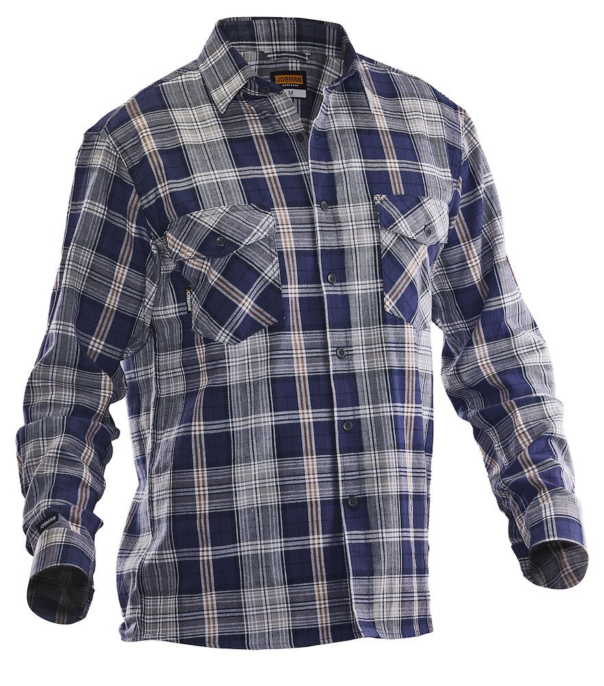 Jobman - 5138 Flannel Shirt Navy/Grijs M