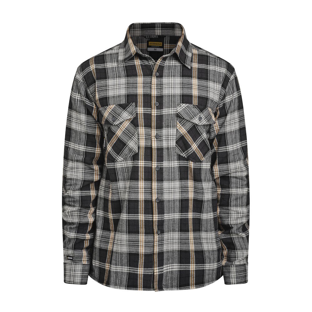 Jobman - 5138 Flannel Shirt Grijs/Oranje M