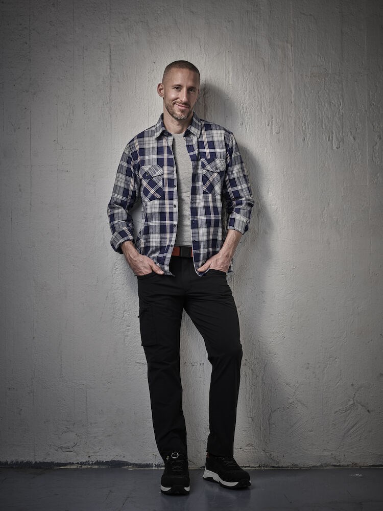 Jobman - 5138 Flannel Shirt Navy/Grijs M