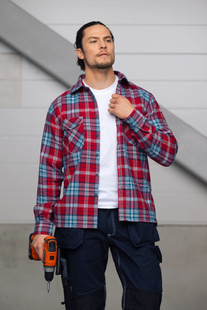 Jobman - 5138 Flannel Shirt Navy/Grijs M